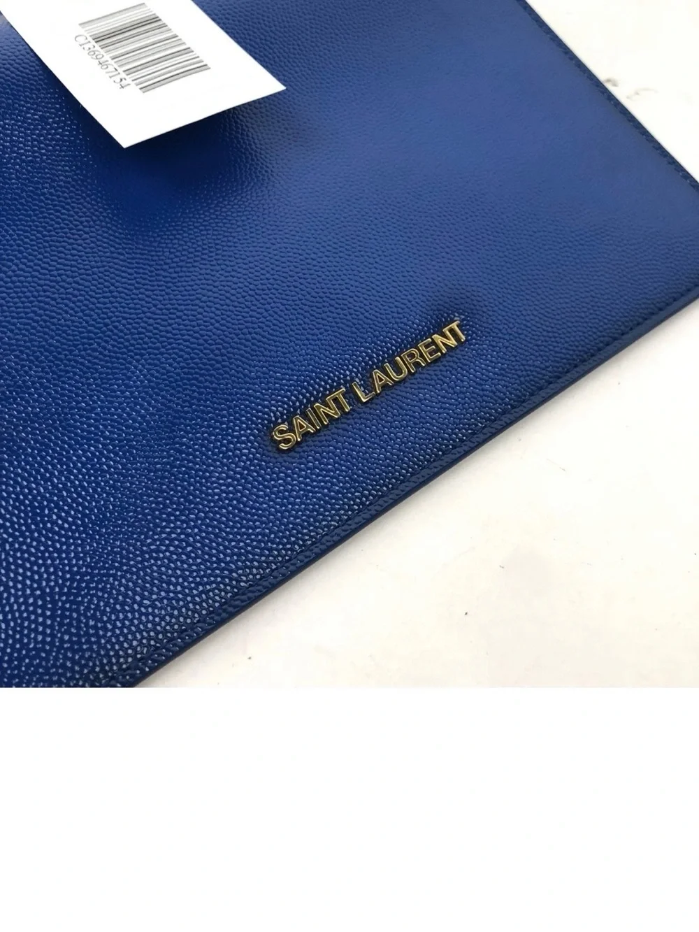 YVES SAINT LAURENT Saint Laurent Blue Leather Classic Letters Chain Clutch Bag